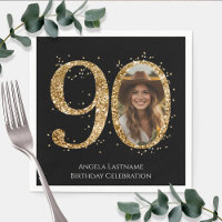 Adult Gold Glitter 90th Birthday Photo