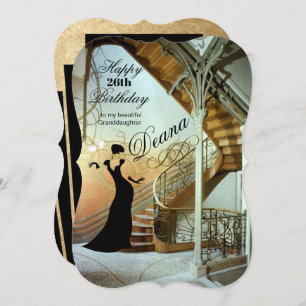 Adult Granddaughter Birthday Art Deco card