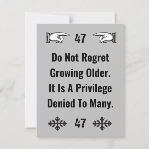 Adult growing older greeting card