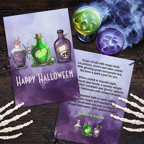 Adult Halloween Brews and Boos Cocktail Party Holiday Card