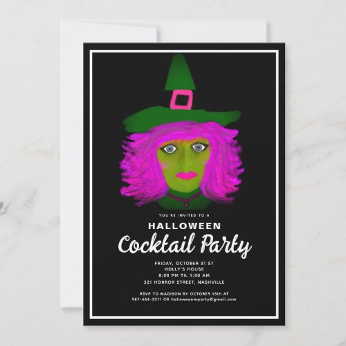 Adult Halloween Cocktail Party Spooky Chic Witch Invitation