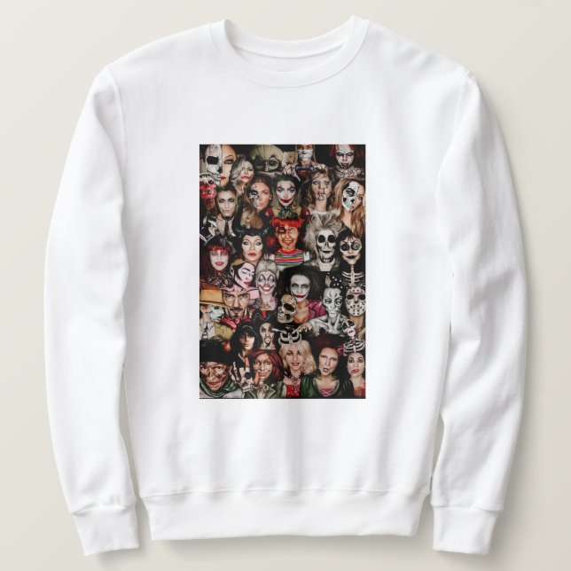Adult Halloween Collage Crew Sweatshirt (Design Front)