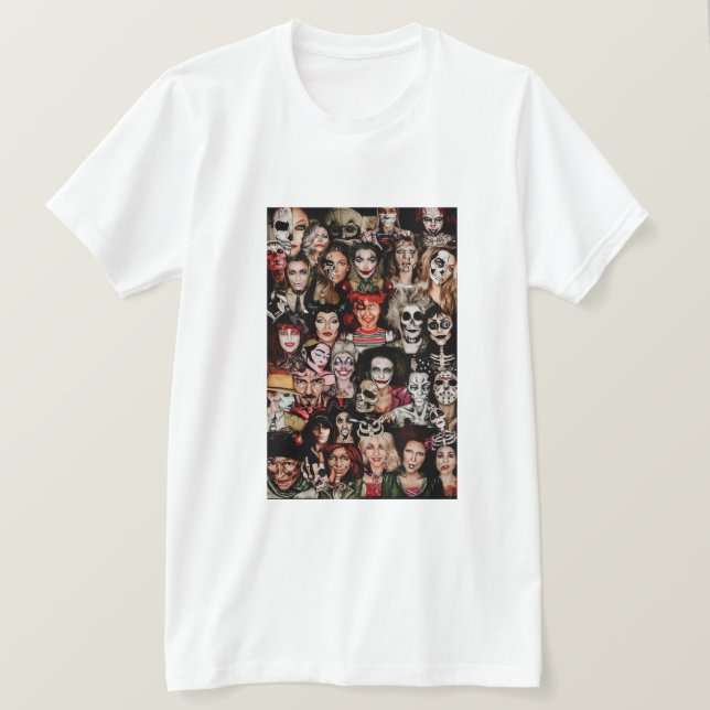 Adult Halloween Collage T-Shirt (Design Front)