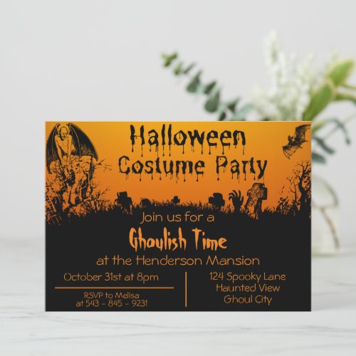 Adult Halloween Costume Party Invitation Card