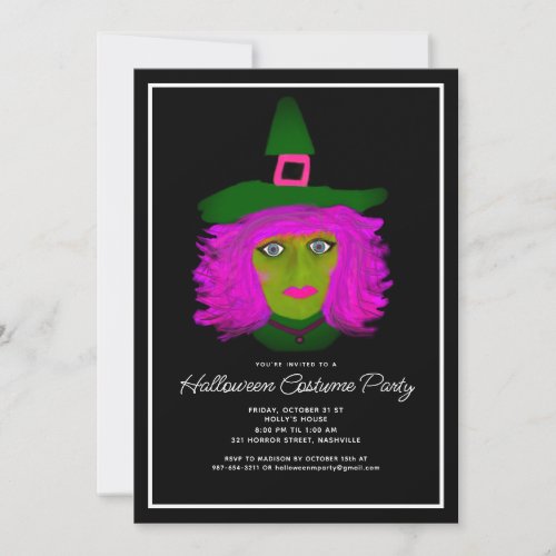 Adult Halloween Costume Party Witch Invitation