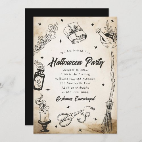 Adult Halloween Costume Party Witch Invitation