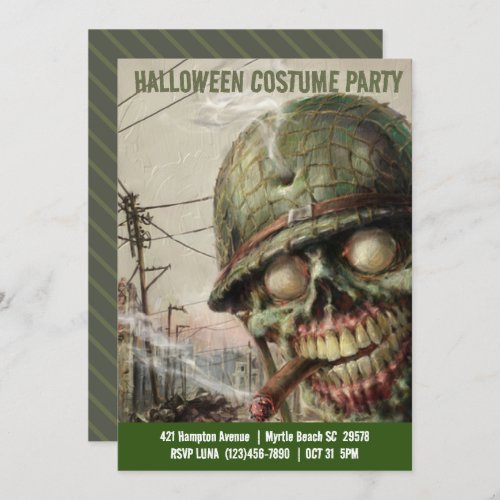 Adult  Halloween Costume Zombie  Party Invitations