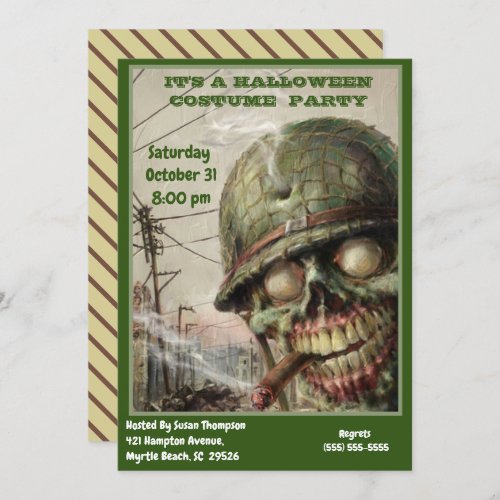 Adult  Halloween Costume Zombie  Party Invitations