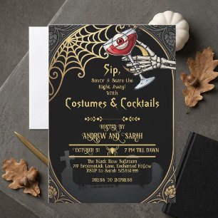 Adult Halloween Costumes & Cocktails Art Nouveau Invitation