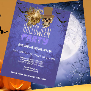 Adult Halloween Gothic Skull Party Invitation