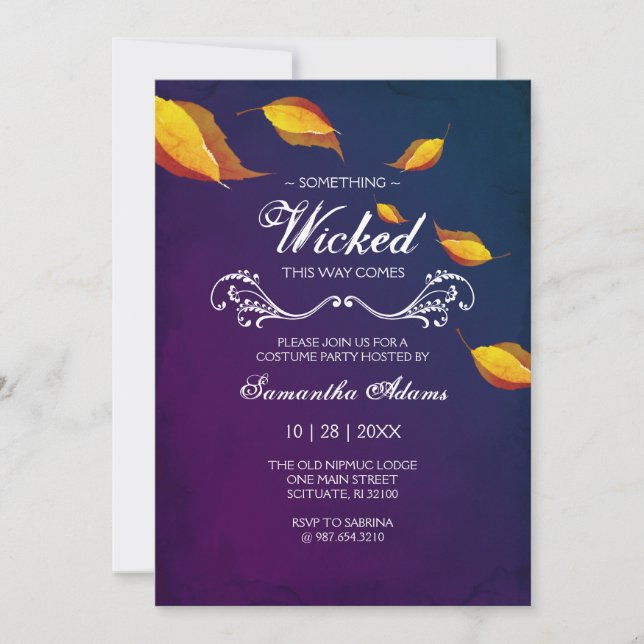 Adult Halloween Invitations Costume Party Purple (Front)