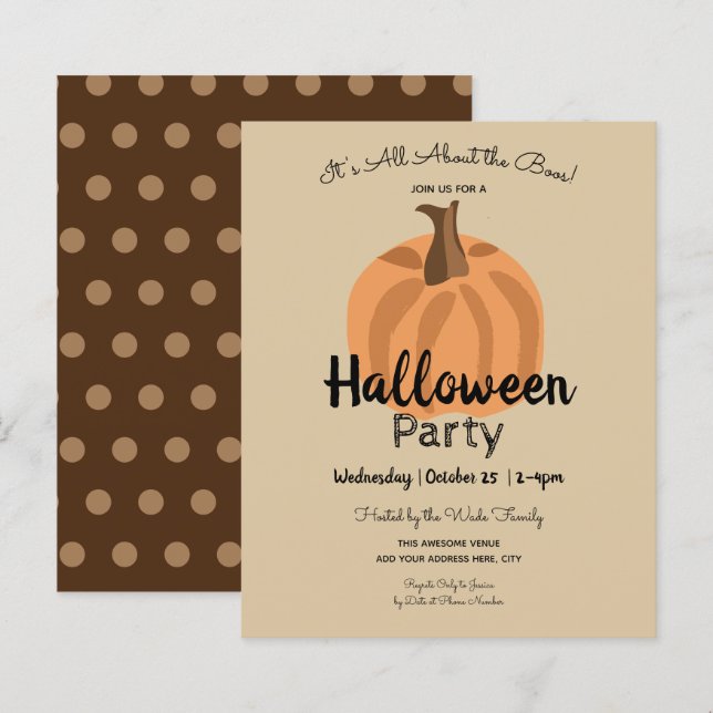 Adult Halloween Party Budget Invitations (Front/Back)