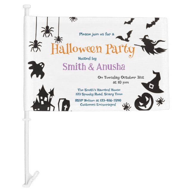 Adult Halloween Party Car Flag – Spooky Haunted  (Front)