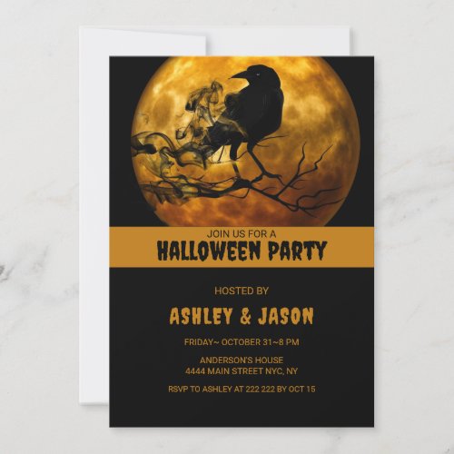 Adult Halloween Party Crow Invitation