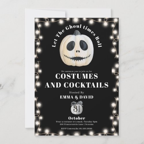 Adult Halloween Party Gothic Pumpkin String Lights Invitation