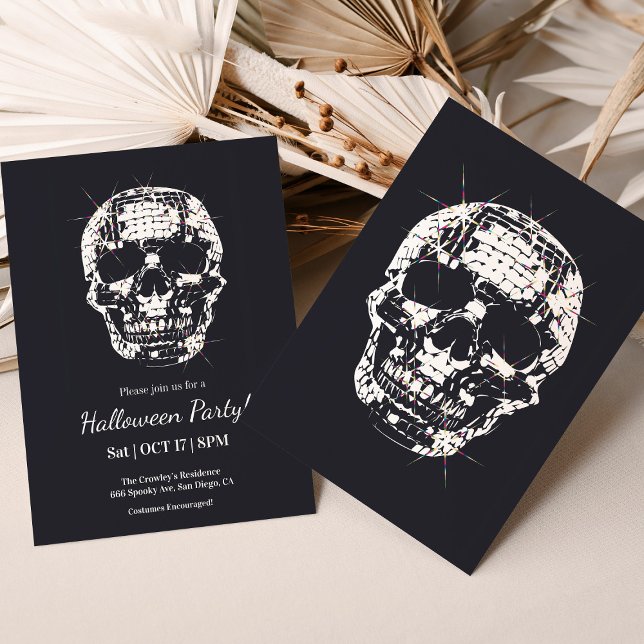 Adult Halloween Party Invitation Disco Skull Theme (Creator Uploaded)
