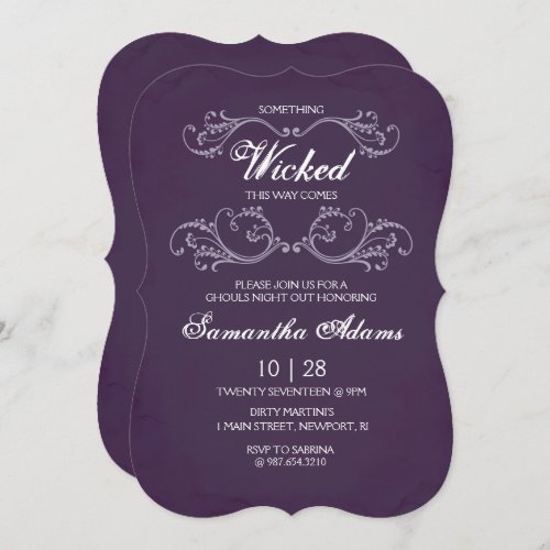 Adult Halloween Party Invitations Purple