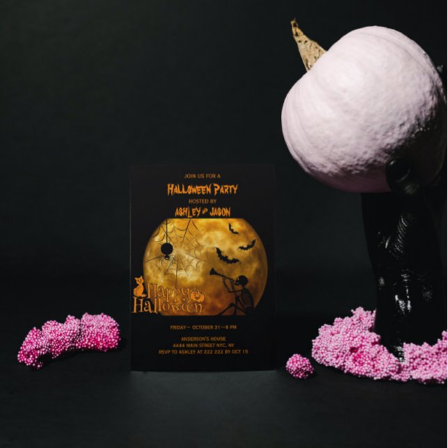 Adult Halloween Party Moon Spider Invitation (Creator Uploaded)