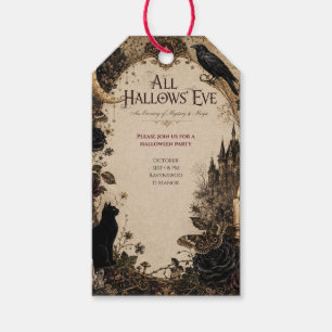 Adult Halloween Party Raven, Antique Key & Vintage Gift Tags