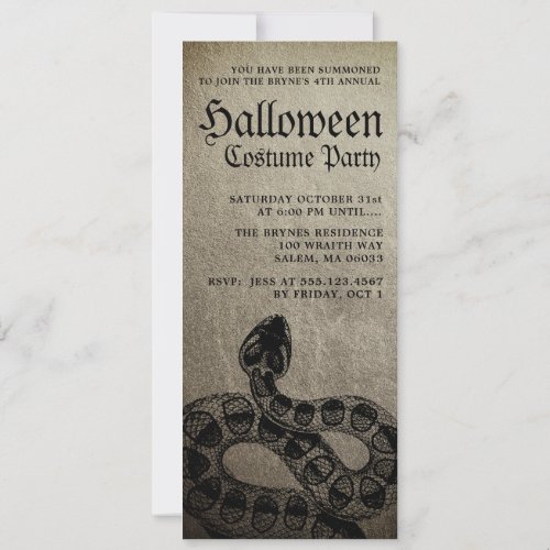 Adult Halloween Party Serpent Invitation