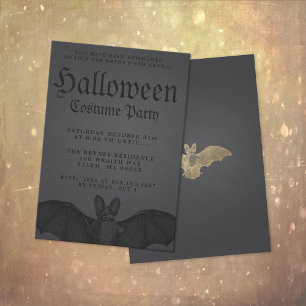 Adult Halloween Party Vampire Bat Black  Invitation