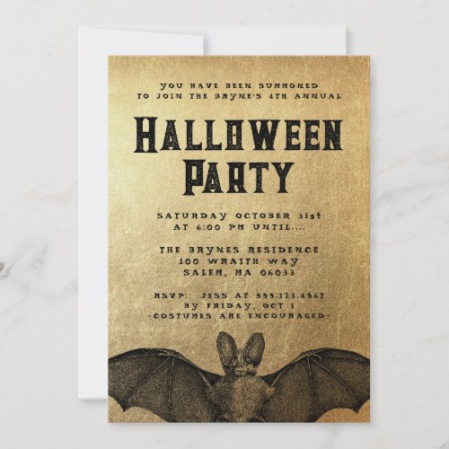 Adult Halloween Party Vampire Bat Invitation