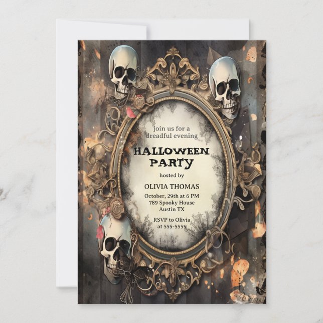 Adult Halloween Party Vintage Gothic Invitation (Front)