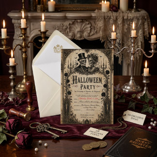 Adult Halloween Party Vintage Gothic Skull Acrylic Enclosure Card