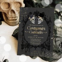 Adult Halloween Party Vintage Gothic Skull Invitat Invitation