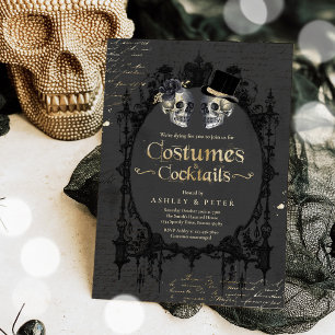 Adult Halloween Party Vintage Gothic Skull Invitat Invitation