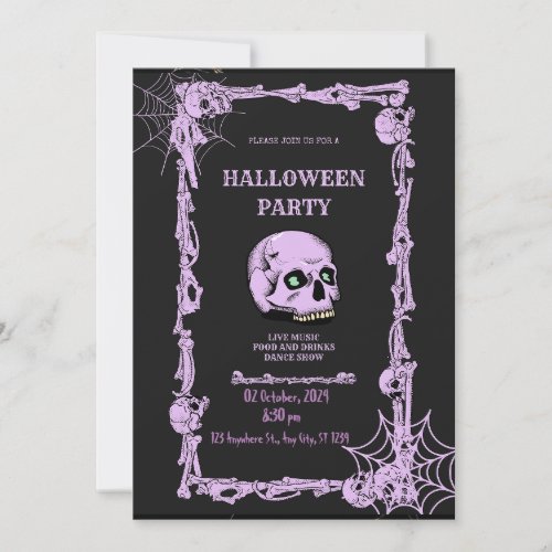 Adult Halloween Party Vintage Gothic Skull Invitat Save The Date