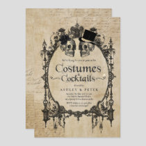 Adult Halloween Party Vintage Gothic Skull Invitation
