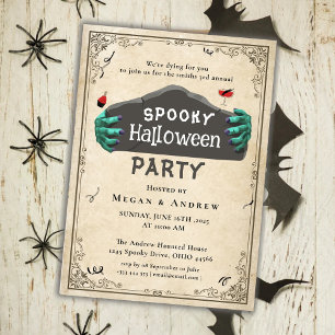Adult Halloween Party Vintage Gothic Skull Invitation