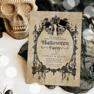 Adult Halloween Party Vintage Gothic Skull Invitation at Zazzle