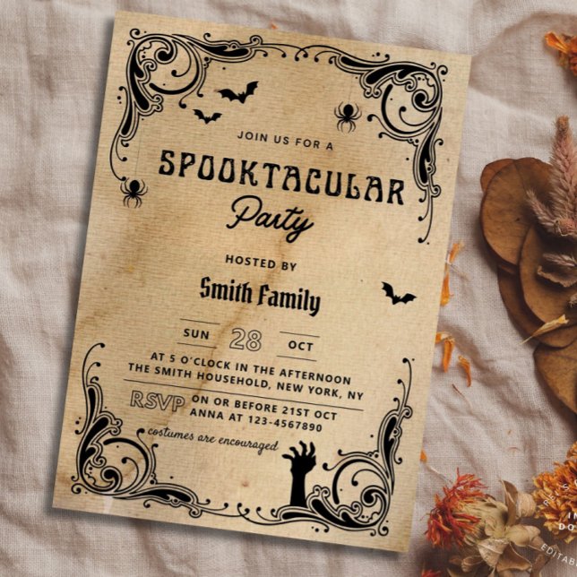 Adult Halloween Party Vintage Gothic Spooky Invitation (Creator Uploaded)