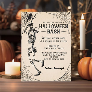 Adult Halloween Party Vintage Skeleton Cocktails Invitation