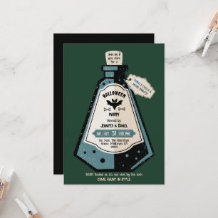 Adult Halloween Party Vintage Spooky green Bat Invitation