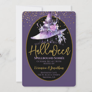 Adult Halloween Party Witches Hat Invitation