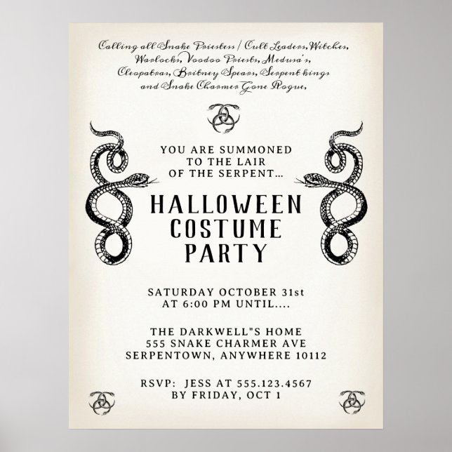 Adult Halloween Serpent Party  Poster (Front)