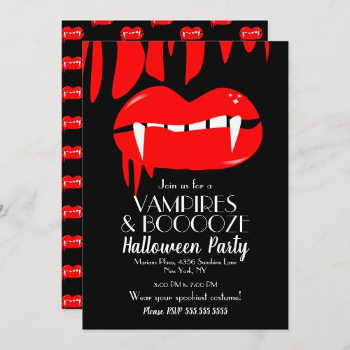 Adult Halloween Vampire Party Red Black Invitation