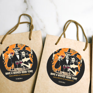 Adult Halloween wicked good time party tableware Classic Round Sticker