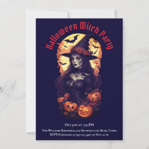 Adult Halloween Witch Party Vintage Gothic Invitation