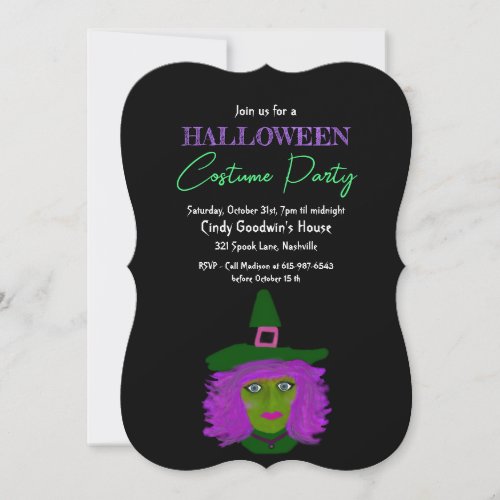 Adult Halloween Witch Theme Costume Party Invitation