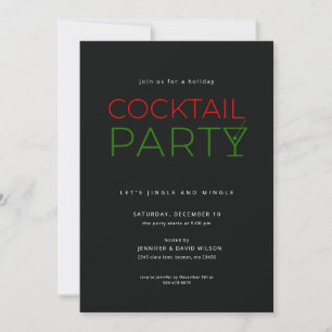 Adult Holiday Cocktail Party Christmas Wine Santa Invitation