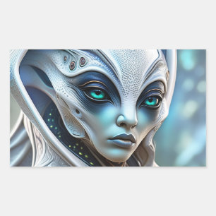 Adult humanoid female alien insecticide typically rectangular sticker