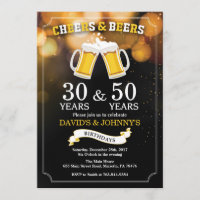 Adult Joint Birthday Invitation Cheers and Beers