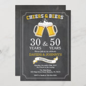 Adult Joint Birthday Invitation Cheers and Beers (Front/Back)