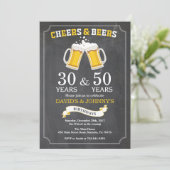 Adult Joint Birthday Invitation Cheers and Beers (Standing Front)