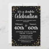 Adult Joint Birthday Party | Black Gold Glitter Invitation (Front)