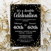 Adult Joint Birthday Party | Black Gold Glitter Invitation